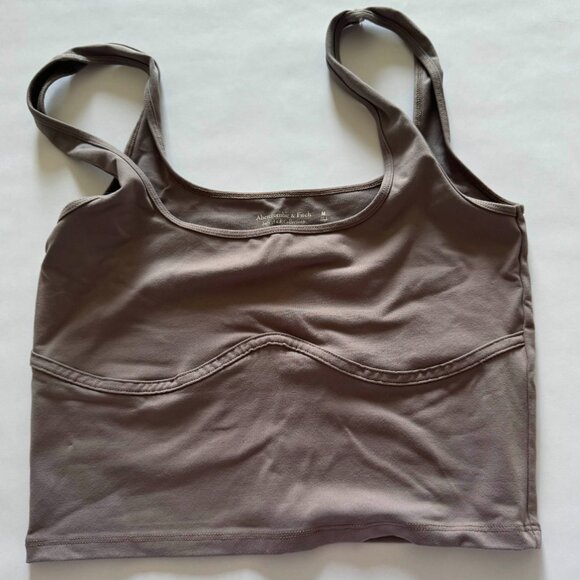 Abercrombie & Fitch Soft A&F Collection Corset Square Neck Top in Taupe - Picture 2 of 5